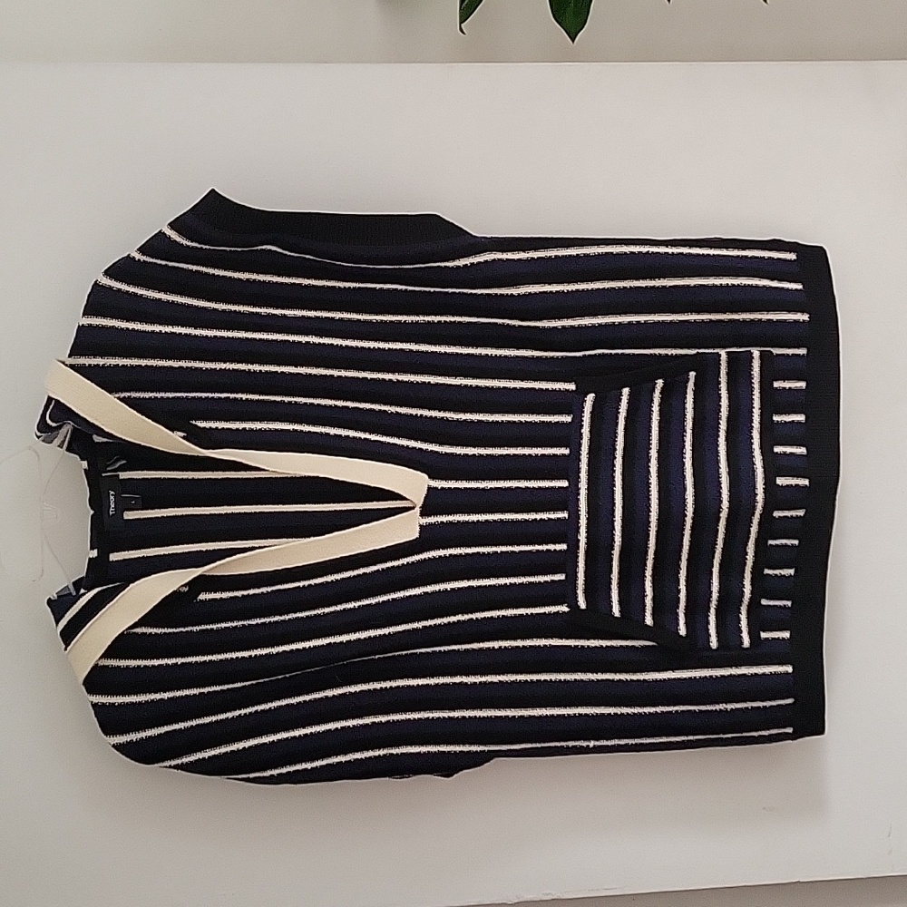 Theory Sleeveless Navy Hoodie Sz L - Picture 2 of 5